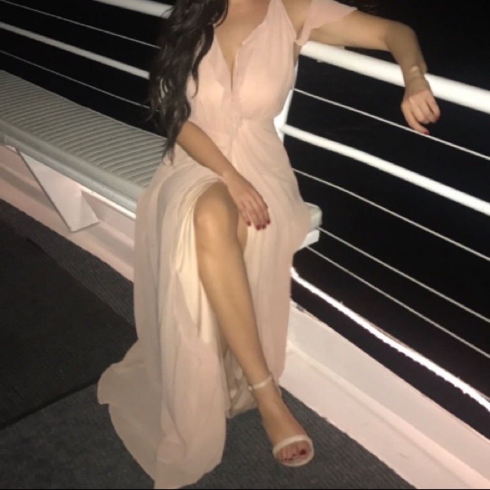 Chiffon Frill Wrap Maxi Bridesmaid Dress